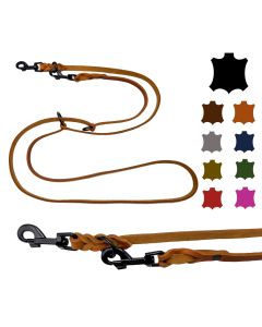 Hundeleine Fettleder kleine Hunde / große Hunde SCHWARZER Haken 2m / 2,40m / 2,80m / 3,50m / 5m Doppelleine verstellbar