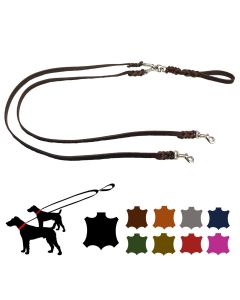 Hundeleine Zwillingsleine Fettleder für zwei Hunde / kleine Hunde & große Hunde