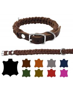 Hundehalsband Fettleder XS - XXXL handgeflochten & verstellbar