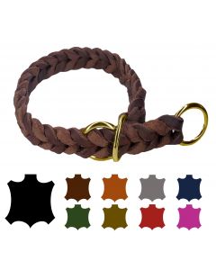 Hundehalsband Fettleder ZugStopp Messing