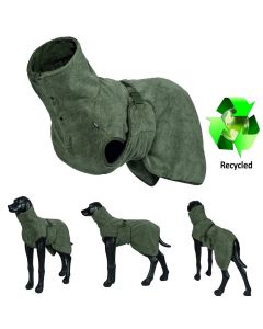 Hundebademantel Rukka Olive für kleine Hunde / große Hunde / schnell trocknend/ extrem saugstark XXS - XL  Microfaser Recycled 